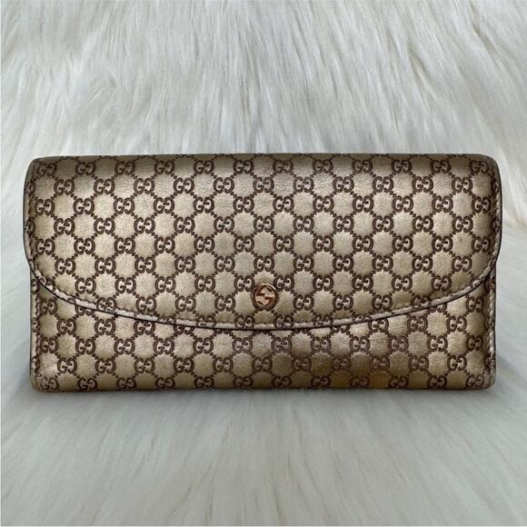 Gucci Metallic Leather Microguccisima Trifold Long Wallet - Picture 4 of 10